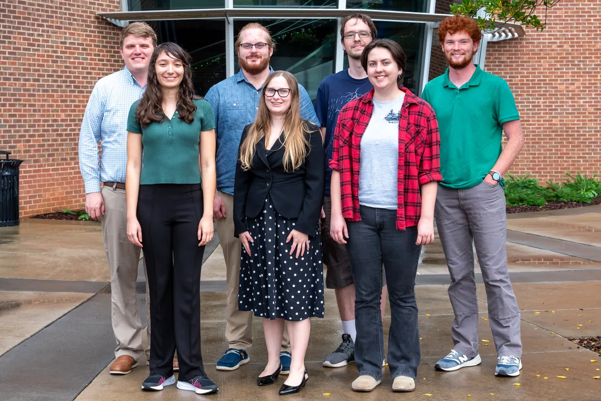 CASPR Lab Group in Fall 2023; from left, Ethan Hanan, Chris Kwinta, Sean Freeman, Sydney Rau