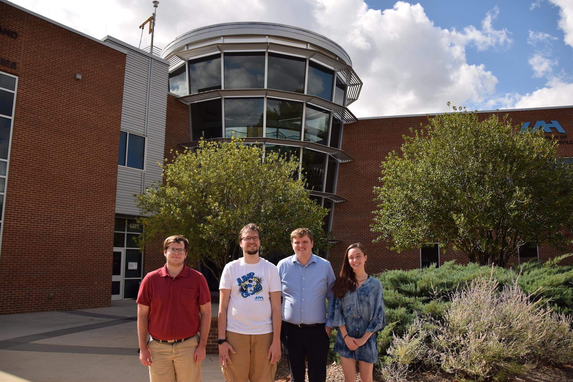 CASPR Lab Group in Fall 2023; from left, Ethan Hanan, Chris Kwinta, Sean Freeman, Sydney Rau
